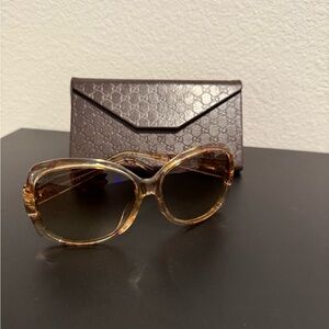 Gucci Brown Sunglasses Oversized Frame Rounded Style